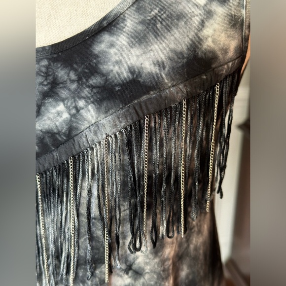 RAGA Anthropologie Sleeveless Tie-Dye Long Tank Top with Fringe size Small NWT - Picture 5 of 8